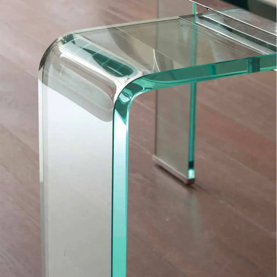 Mesa extensible Lord con tapa de cristal templado Viadurini