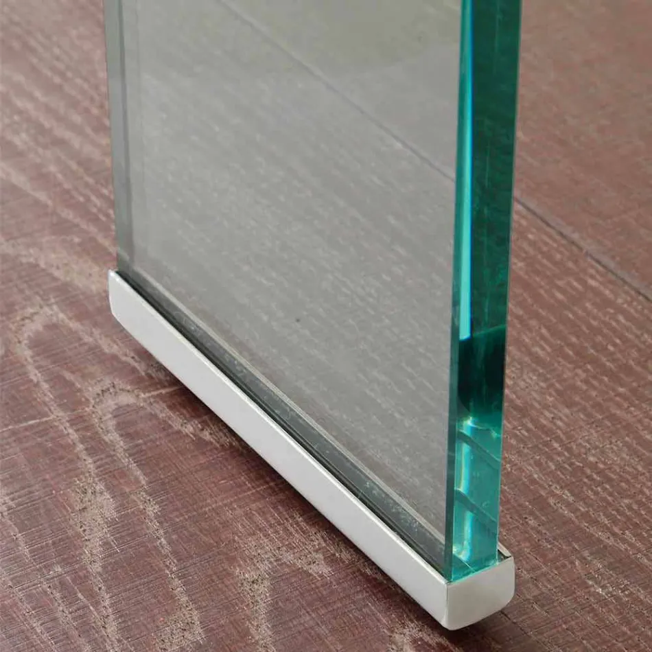 Mesa extensible Lord con tapa de cristal templado Viadurini