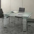 Mesa extensible Lord con tapa de cristal templado Viadurini