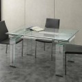 Mesa de comedor extensible Lord moderna, con tapa de cristal templado