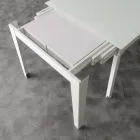 Mesa extensible con tapa de cristal templado moderno Baltimora Viadurini