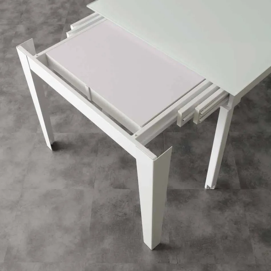 Mesa extensible con tapa de cristal templado moderno Baltimora Viadurini