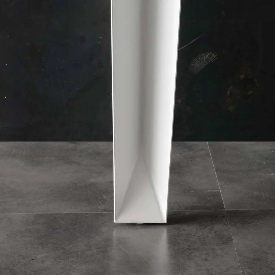 Mesa extensible con tapa de cristal templado moderno Baltimora Viadurini