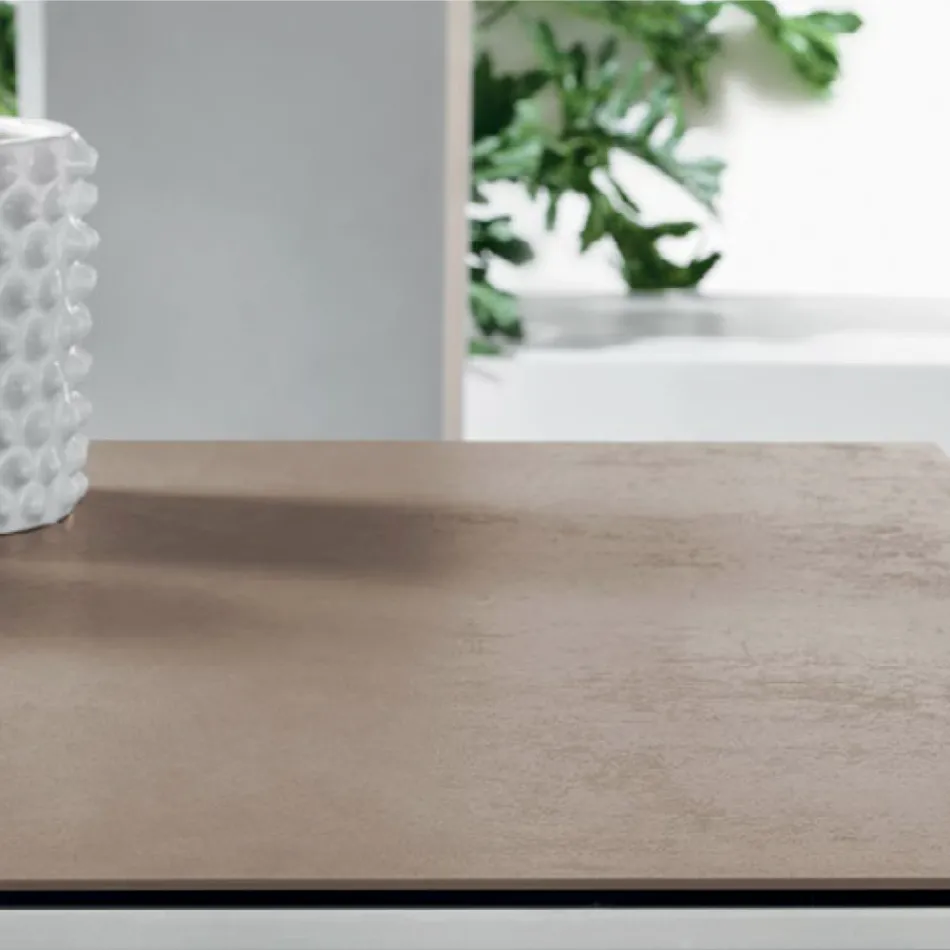 Mesa extensible Fokos Terra con tablero de vitrocerámica - Anís Viadurini