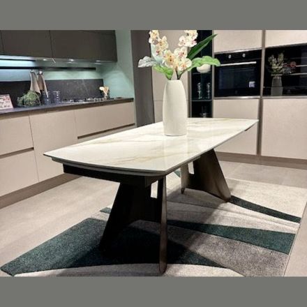 Mesa extensible de 180 a 260 cm con tablero de piedra sinterizada - Eclisso Viadurini