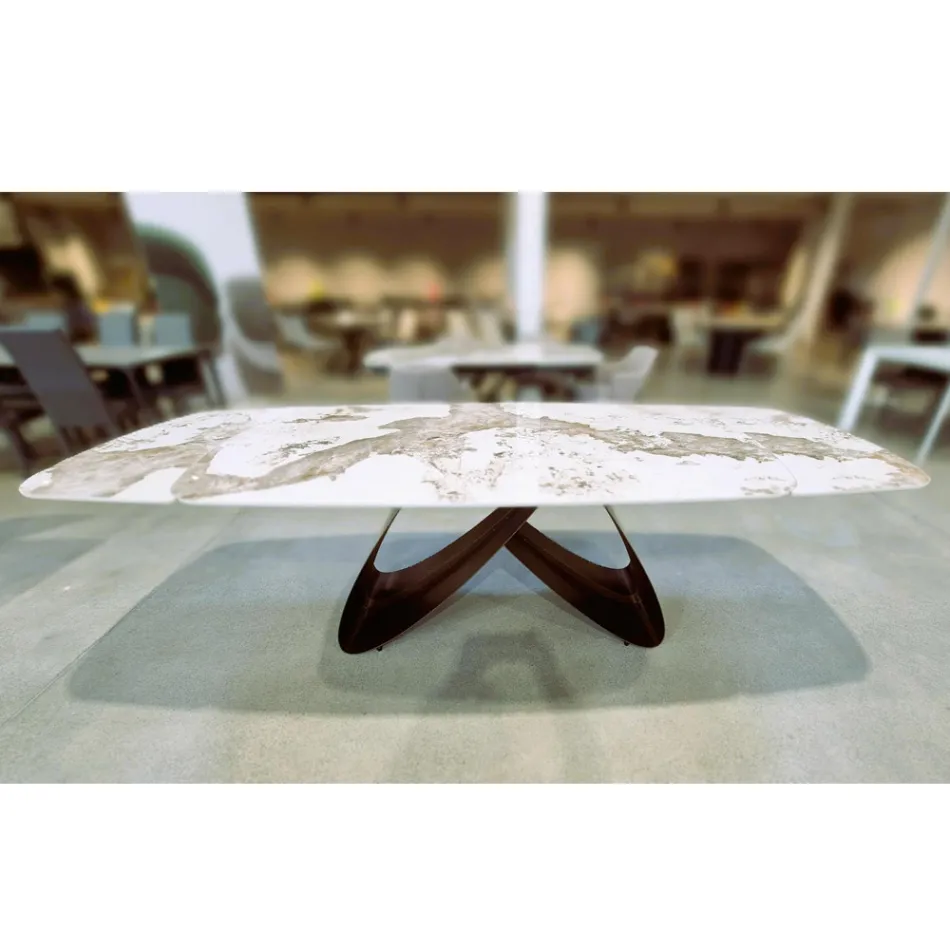 Mesa extensible de 180 a 260 cm en gres porcelánico sinterizado con acabado Pandora - Orion Viadurini