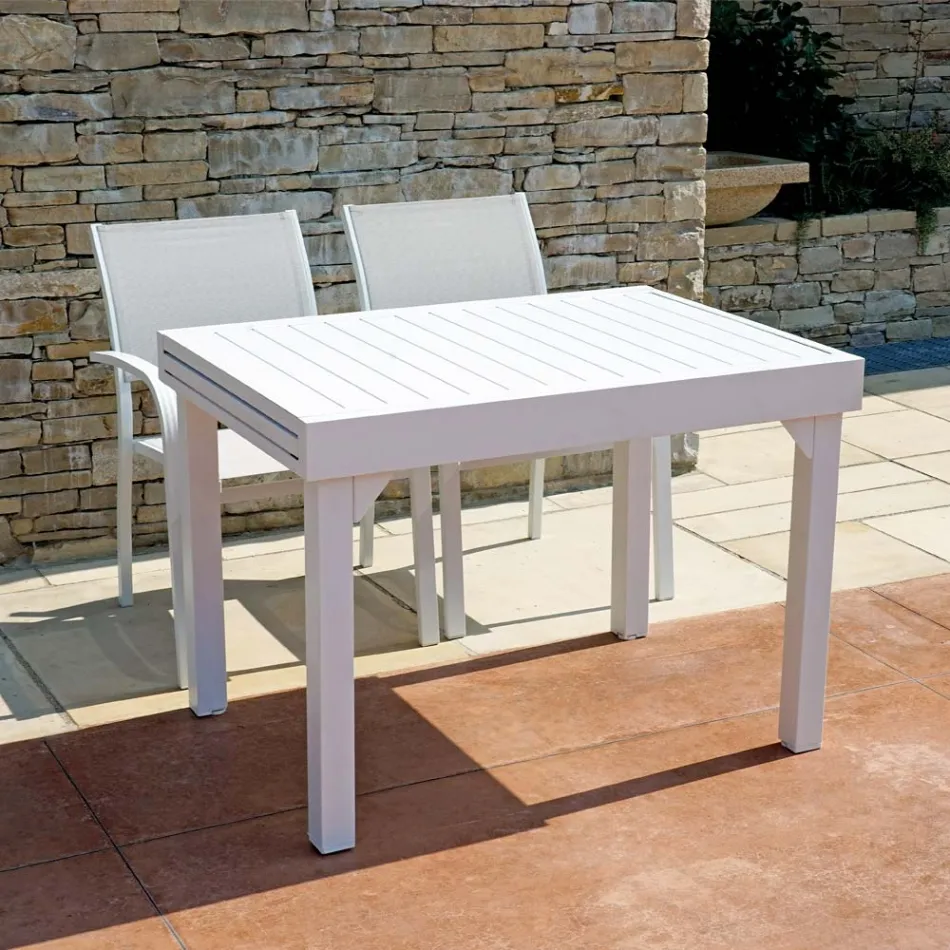 Mesa extensible de exterior con tablero de lamas de aluminio - Supernova Viadurini