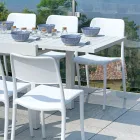 Mesa extensible de exterior con tablero de lamas de aluminio - Supernova Viadurini