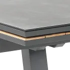 Mesa de exterior extensible en aluminio antracita y tapa de cristal - Aimer Viadurini
