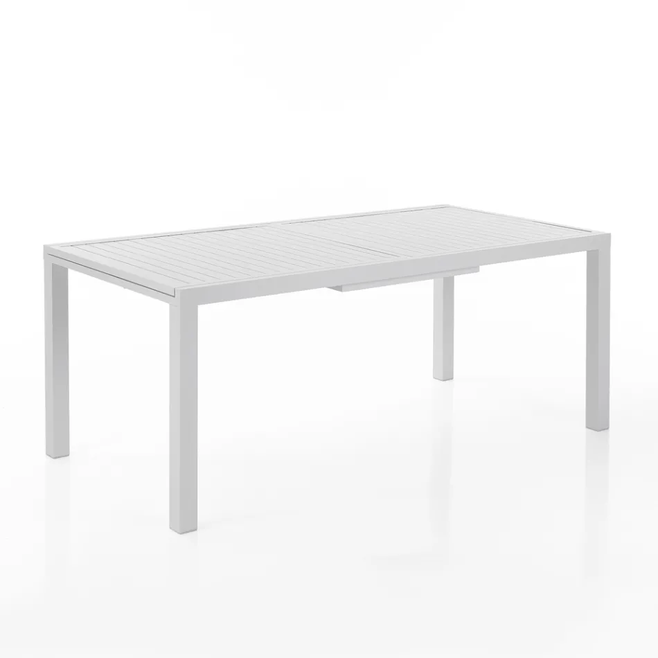 Mesa de Jardín Extensible con Tapa y Base de Aluminio Blanco - Parler Viadurini