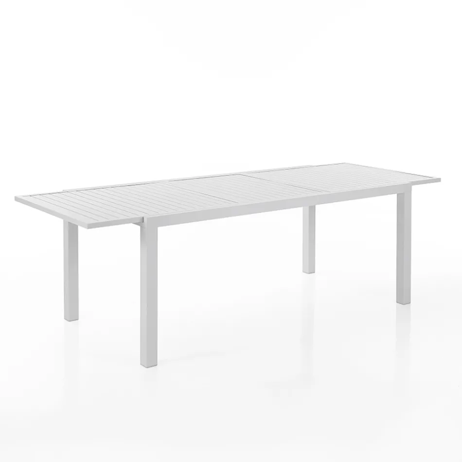 Mesa de Jardín Extensible con Tapa y Base de Aluminio Blanco - Parler Viadurini