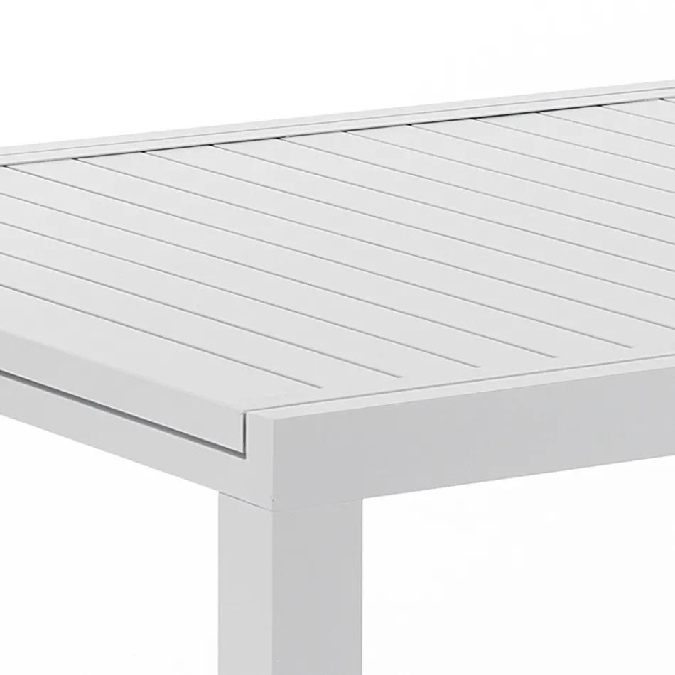 Mesa de Jardín Extensible con Tapa y Base de Aluminio Blanco - Parler Viadurini