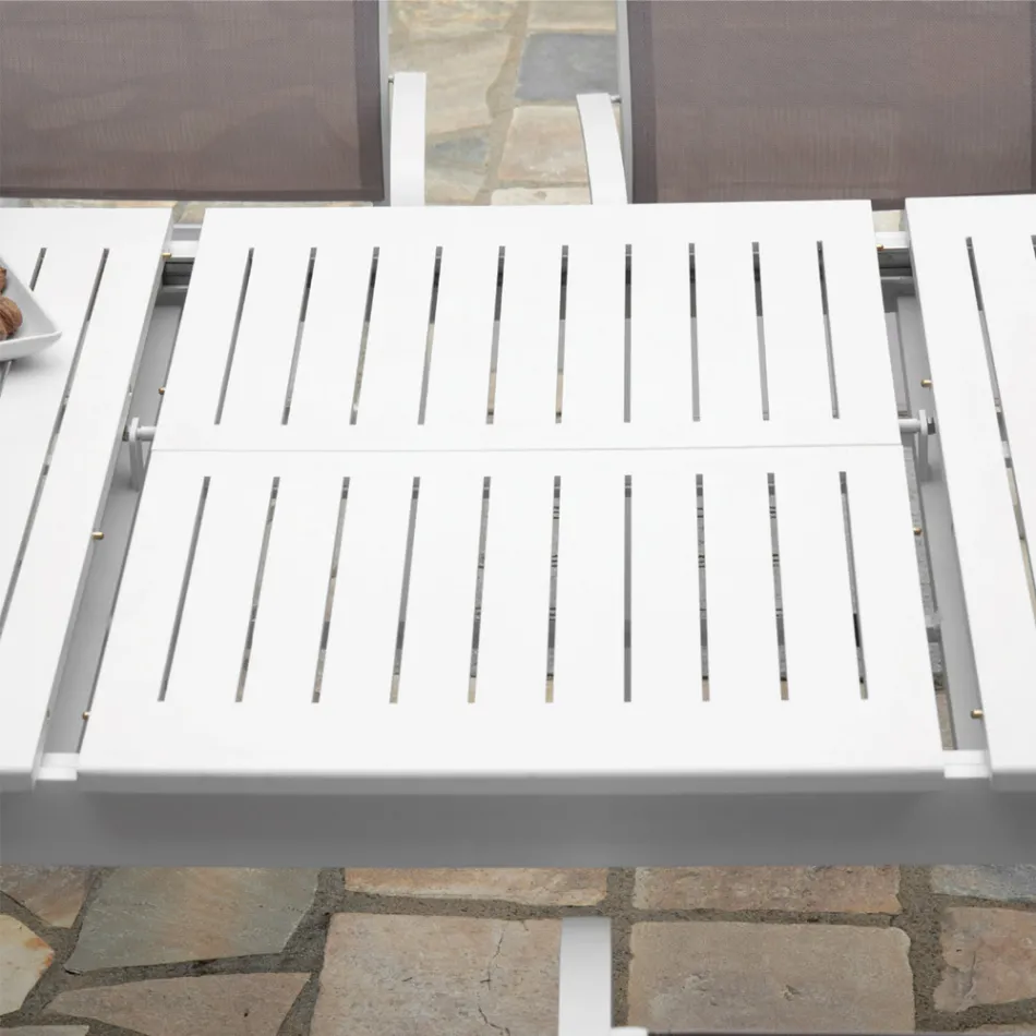 Mesa de jardín extensible de aluminio con tablero de listones - Passport Viadurini