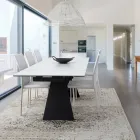 Mesa de comedor extensible de 240 cm con tapa de vidrio y cerámica - Barone Viadurini
