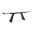Mesa de comedor extensible de 240 cm con tapa de vidrio y cerámica - Barone Viadurini
