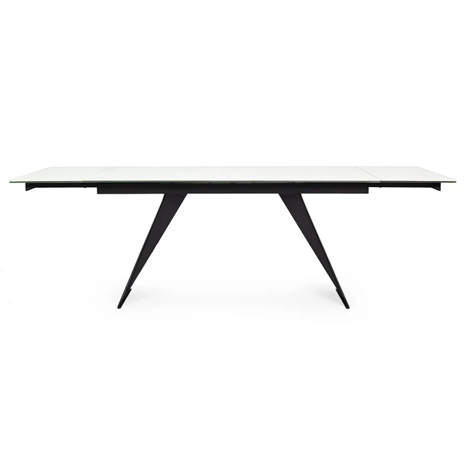 Mesa de comedor extensible de 240 cm con tapa de vidrio y cerámica - Barone Viadurini