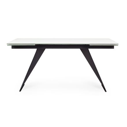 Mesa de comedor extensible de 240 cm con tapa de vidrio y cerámica - Barone Viadurini