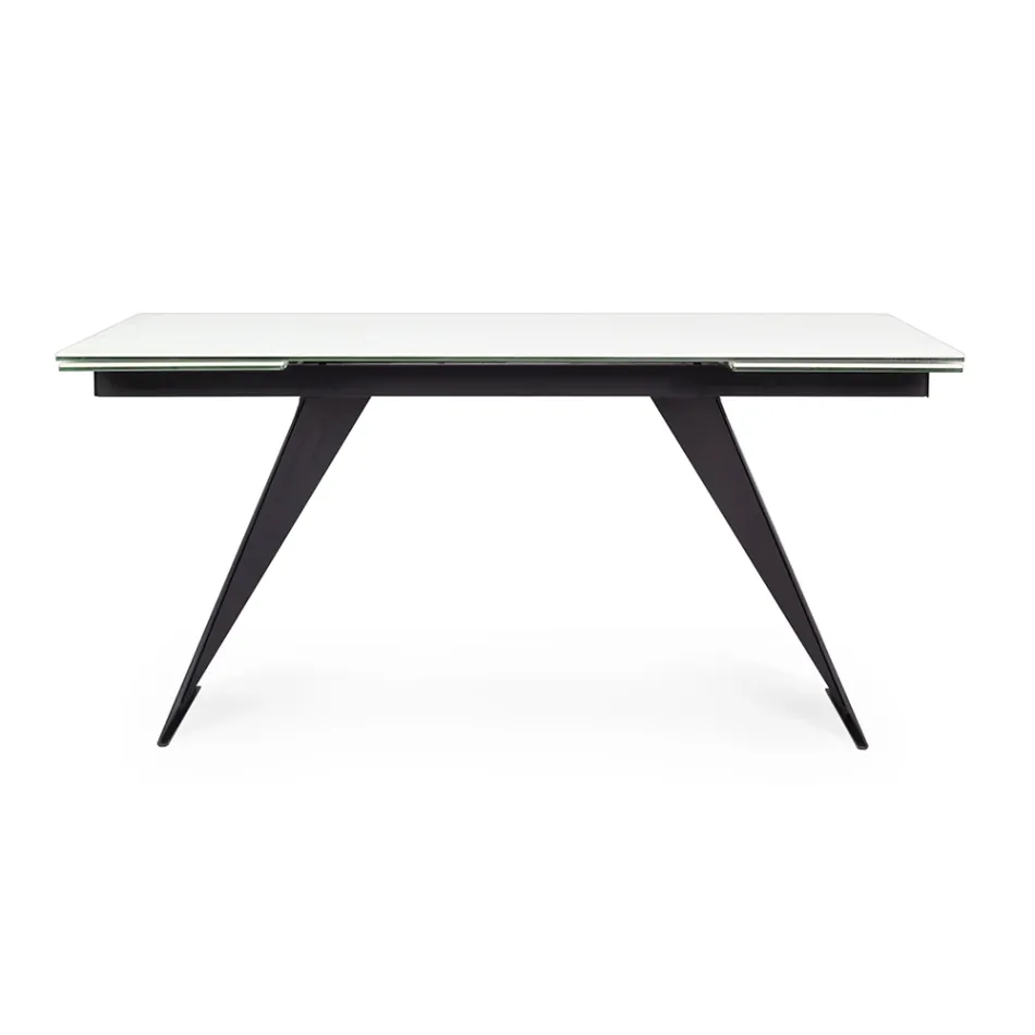Mesa de comedor extensible de 240 cm con tapa de vidrio y cerámica - Barone Viadurini