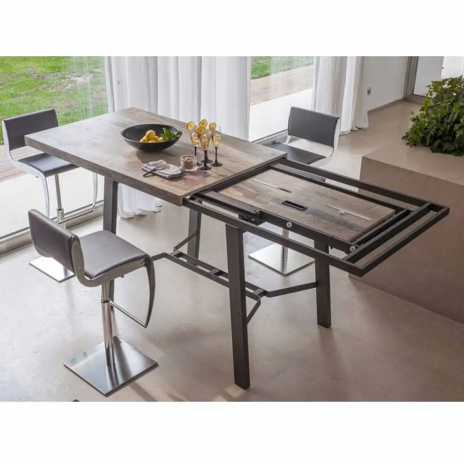 Mesa de comedor extensible en madera y metal hasta 280 cm - Gallotto Viadurini