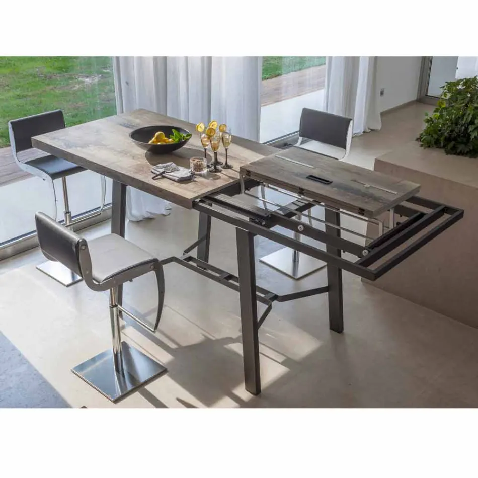 Mesa de comedor extensible en madera y metal hasta 280 cm - Gallotto Viadurini