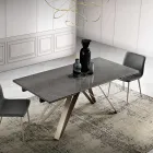 Mesa de salón extensible en metal y vitrocerámica Made in Italy - Meluso Viadurini