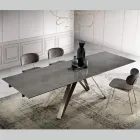 Mesa de salón extensible en metal y vitrocerámica Made in Italy - Meluso Viadurini