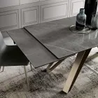 Mesa de salón extensible en metal y vitrocerámica Made in Italy - Meluso Viadurini