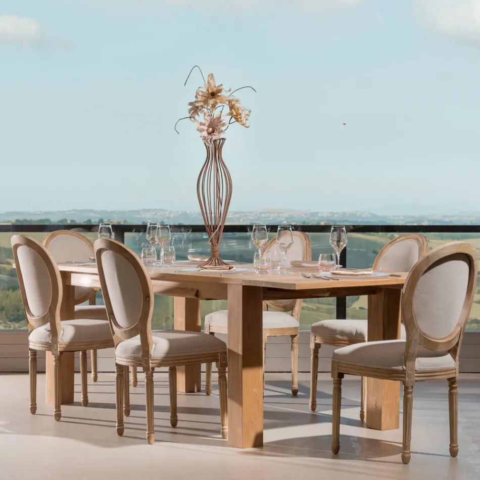 Mesa de salón extensible de madera maciza de teca - Fidia Viadurini