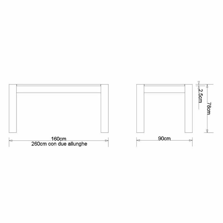 Mesa de diseño extensible en madera de roble, L160 / 260xP90cm, Jacob Viadurini