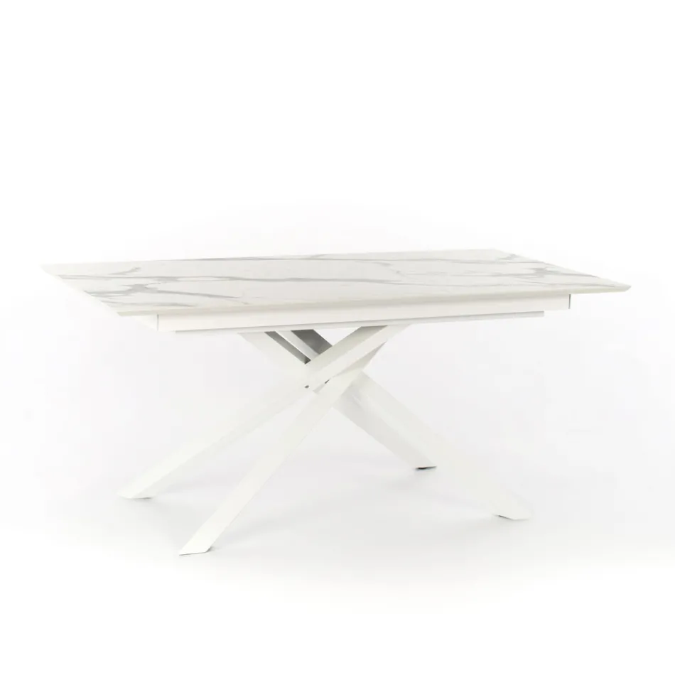 Mesa extensible de diseño con patas de metal, Lucera Viadurini