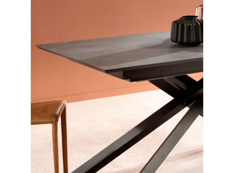 Mesa extensible de diseño con patas de metal, Lucera Viadurini