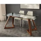 Mesa de comedor extensible moderna con tapa de cristal templado Iside Viadurini
