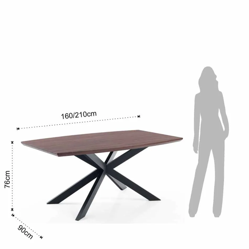 Mesa de diseño extensible en MDF y metal, Torquato Viadurini