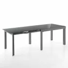 Mesa de diseño extensible en vidrio y metal, guerrero Viadurini
