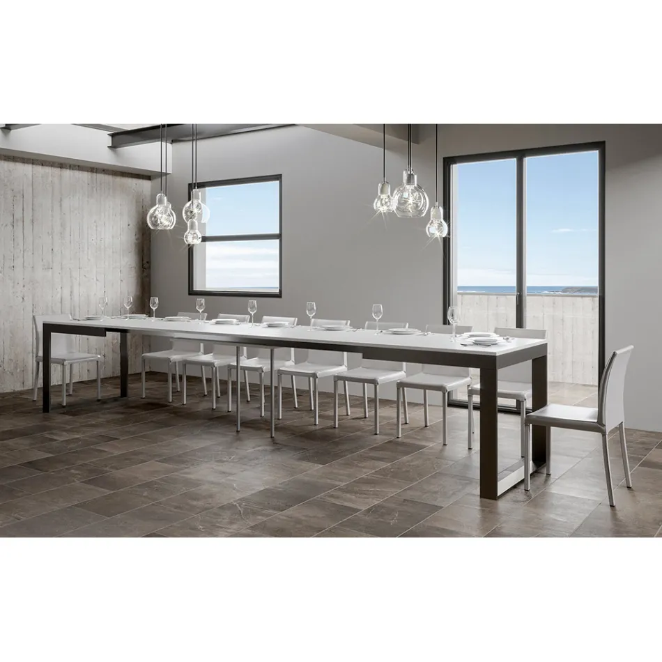 Mesa Extensible de Diseño Moderno en Madera Melamina - Badesi Viadurini