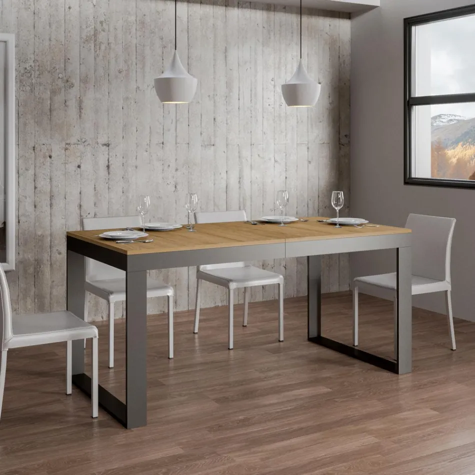 Mesa Extensible de Diseño Moderno en Madera Melamina - Badesi Viadurini