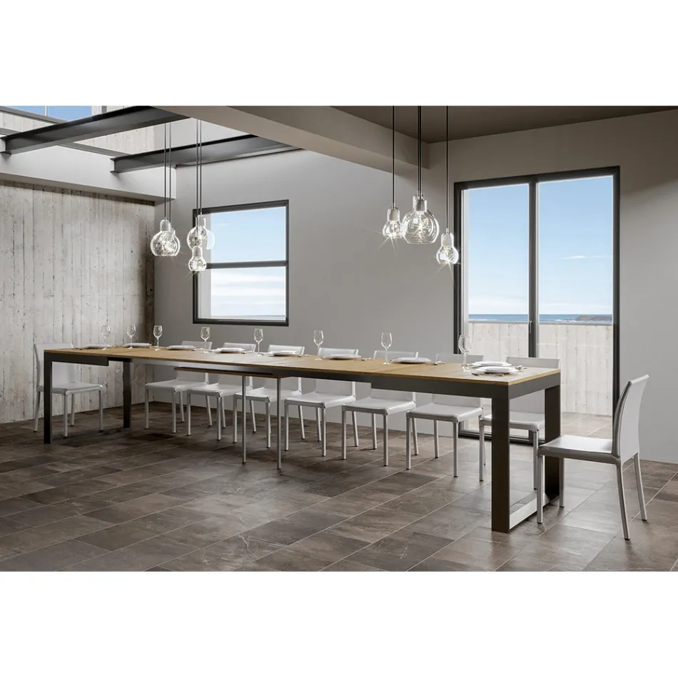 Mesa Extensible de Diseño Moderno en Madera Melamina - Badesi Viadurini