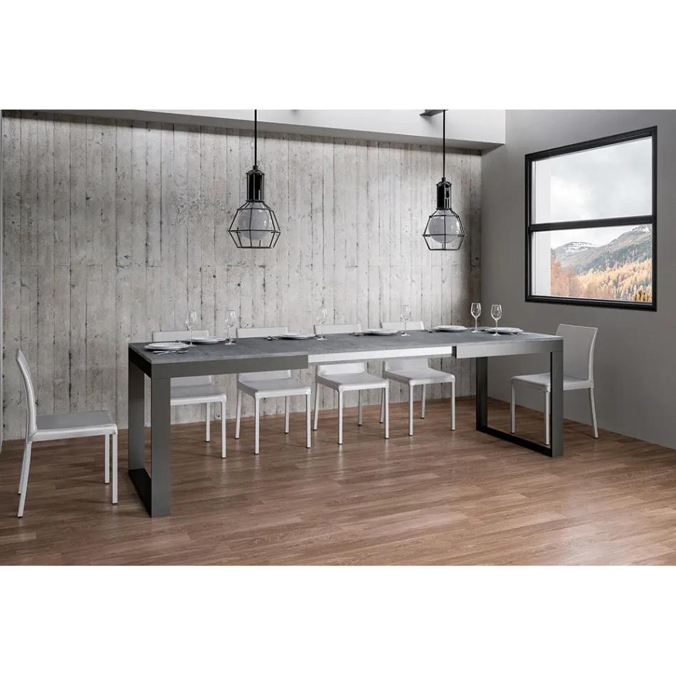 Mesa Extensible de Diseño Moderno en Madera Melamina - Badesi Viadurini
