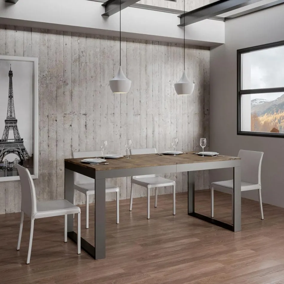 Mesa Extensible de Diseño Moderno en Madera Melamina - Badesi Viadurini