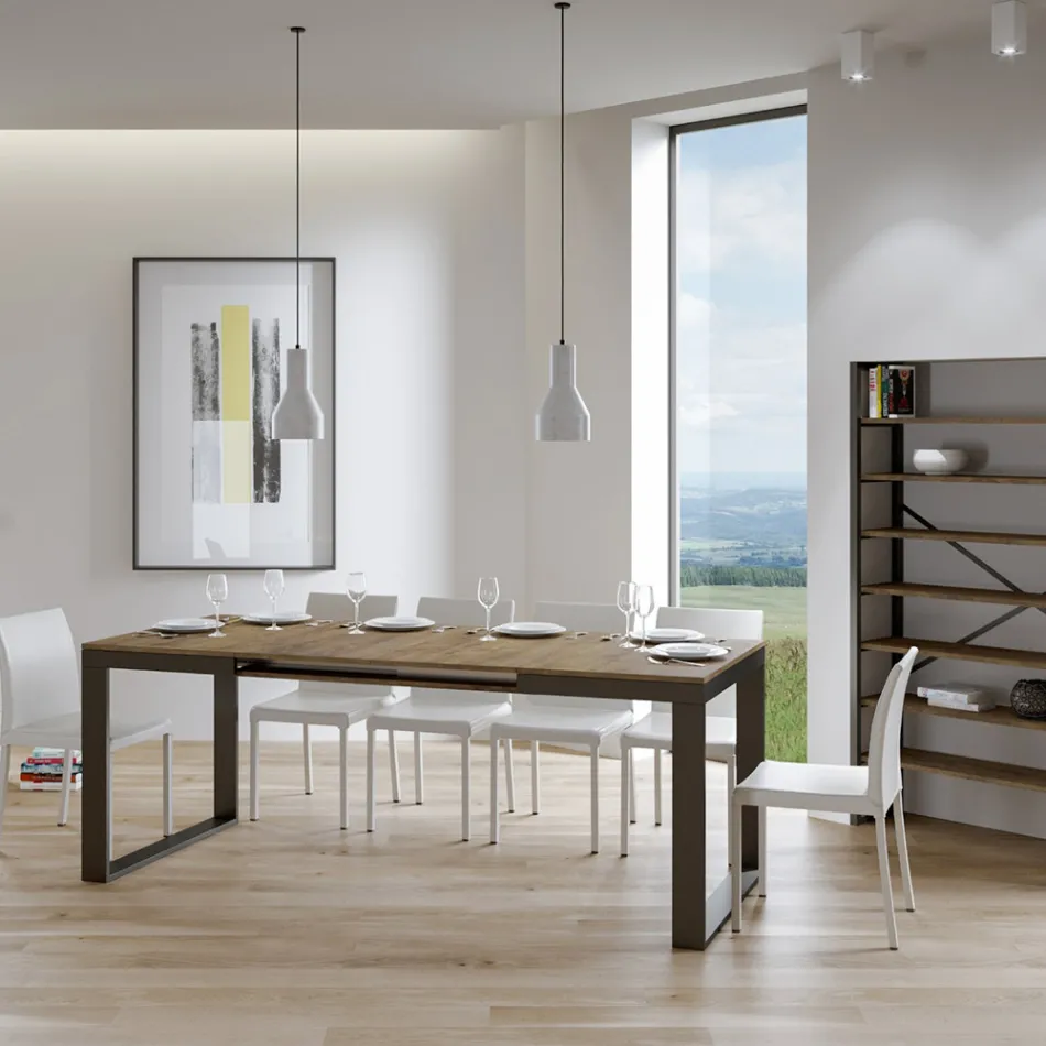 Mesa Extensible de Diseño Moderno en Madera Melamina - Badesi Viadurini