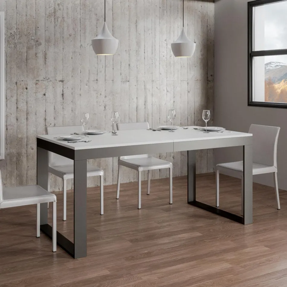Mesa Extensible de Diseño Moderno en Madera Melamina - Badesi Viadurini