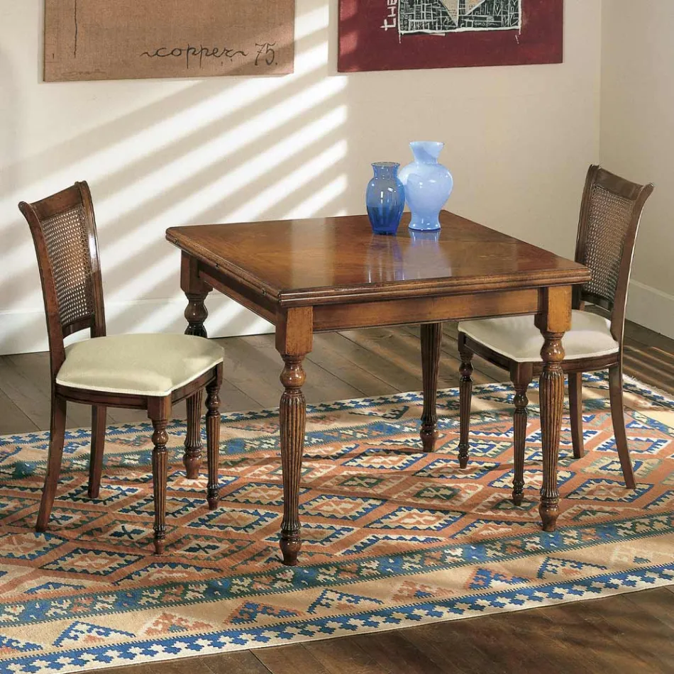 Mesa extensible y 2 sillas en nogal patinado Made in Italy - Biotite Viadurini