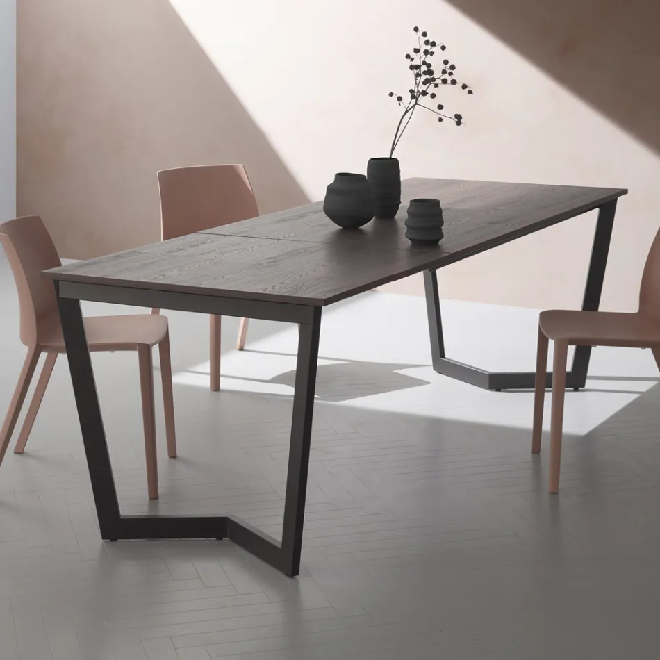 Mesa Extensible Hasta 238 cm Moka Metal y Hpl Made in Italy - Pablito Viadurini