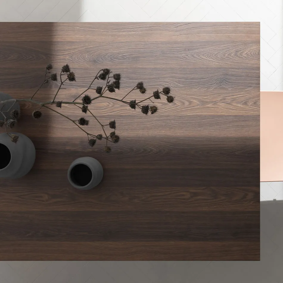 Mesa Extensible Hasta 238 cm Moka Metal y Hpl Made in Italy - Pablito Viadurini