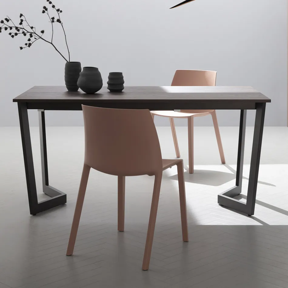 Mesa Extensible Hasta 238 cm Moka Metal y Hpl Made in Italy - Pablito Viadurini