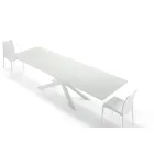 Mesa extensible hasta 278 cm en vidrio y acero blanco Made in Italy - Grotta Viadurini