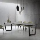 Mesa Extensible Hasta 300 cm Base Metálica Made in Italy - Bastiano Viadurini