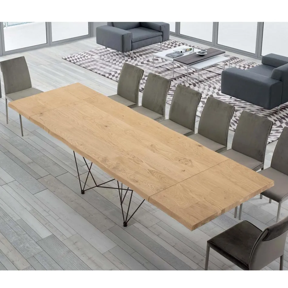 Mesa extensible hasta 300 cm en madera chapada Made in Italy – Ezzellino Viadurini