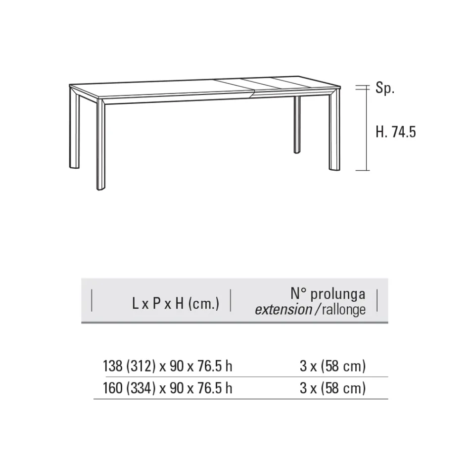 Mesa Extensible Hasta 334 cm en Aluminio y Hpl Made in Italy - Filiberto Viadurini