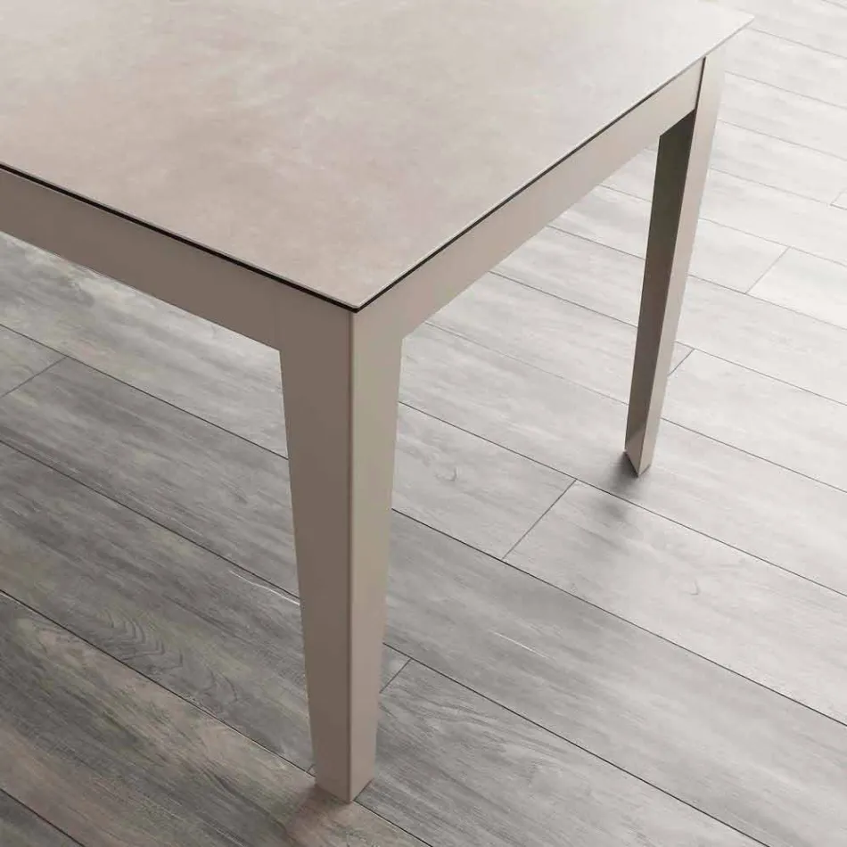 Mesa extensible Cagliari hasta 380 cm en vitrocerámica y metal Viadurini